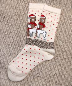 Christmas Print Alpaca Mama and Cria Socks