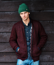 Plaid Lined Full Zip Sweater - Solid